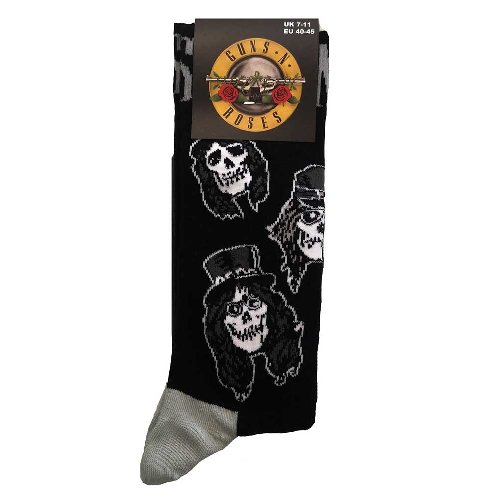 Guns N' Roses Unisex Ankle Socks: Skulls Band Monochrome (UK Size 7 - 11) Enkelsokken