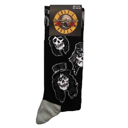 Guns N' Roses Unisex Ankle Socks: Skulls Band Monochrome (UK Size 7 - 11) Enkelsokken