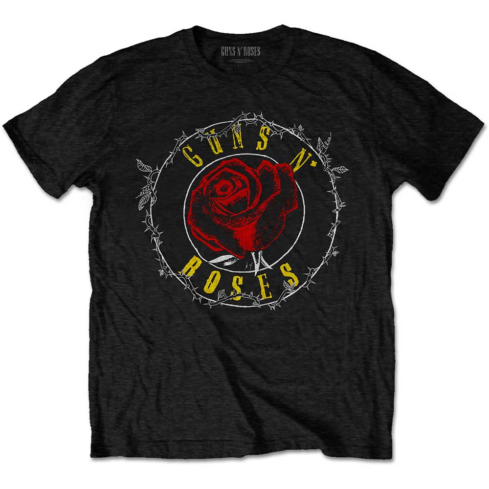 Guns N' Roses Unisex T-Shirt: Rose Circle Paradise City (Back Print) T-Shirt