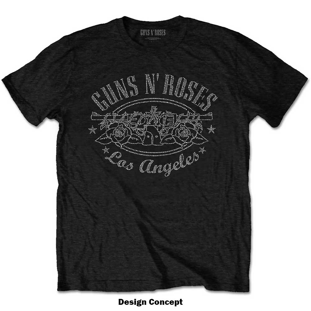 Guns N' Roses Unisex Embellished T-Shirt: LA Logo (Diamante) Embellished T-Shirt