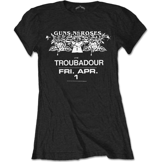 Guns N' Roses Ladies T-Shirt: Troubadour Flyer T-Shirt