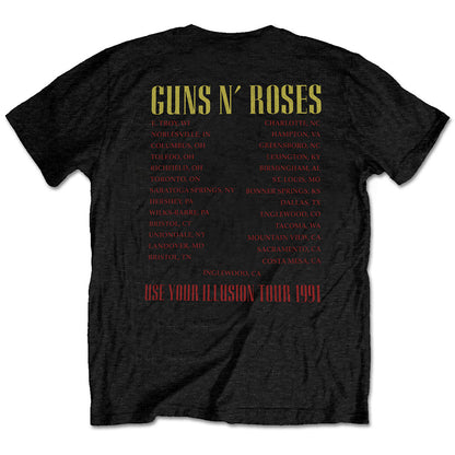 Guns N' Roses Unisex T-Shirt: Skull Circle (Back Print) T-Shirt