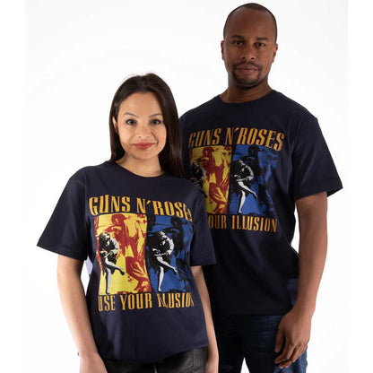 Guns N' Roses Unisex T-Shirt: Use Your Illusion Navy T-Shirt