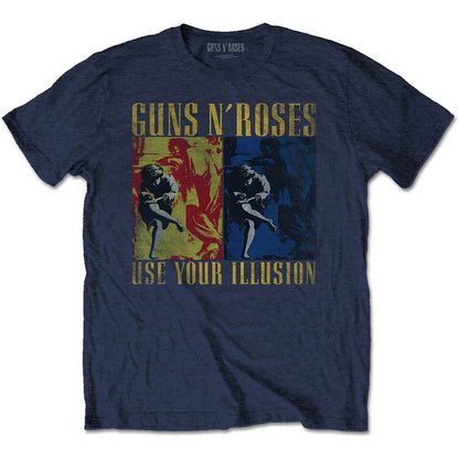 Guns N' Roses Unisex T-Shirt: Use Your Illusion Navy T-Shirt