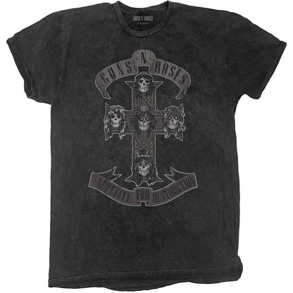 Guns N' Roses Unisex T-Shirt: Monochrome Cross (Wash Collection) T-Shirt