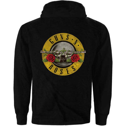 Guns N' Roses Unisex Zipped Hoodie: Classic Logo (Back Print) Ritshoodie