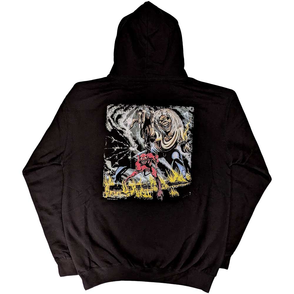 Iron Maiden Unisex Pullover Hoodie: Number Of The Beast Vintage Logo Faded Edge Album (Back Print) Trui met capuchon