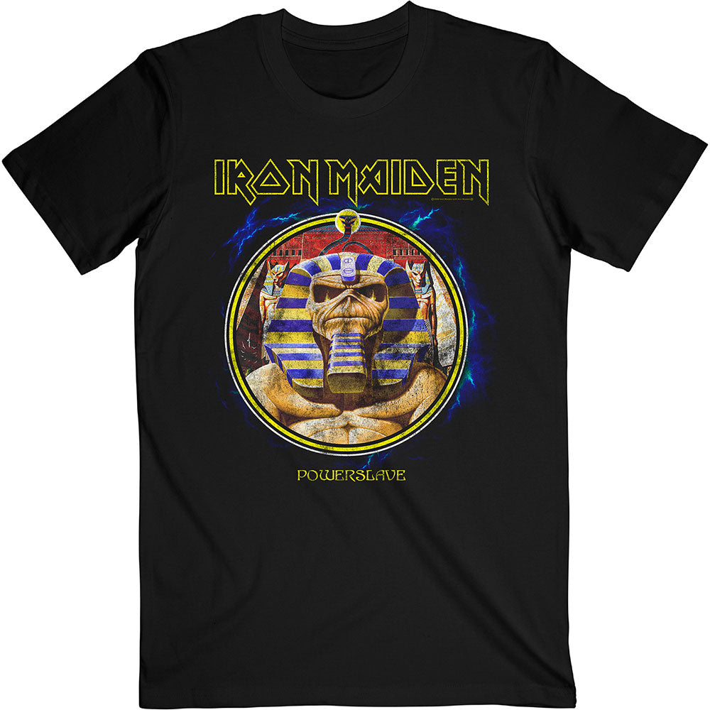 Iron Maiden Unisex T-Shirt: Powerslave Mummy Circle T-Shirt