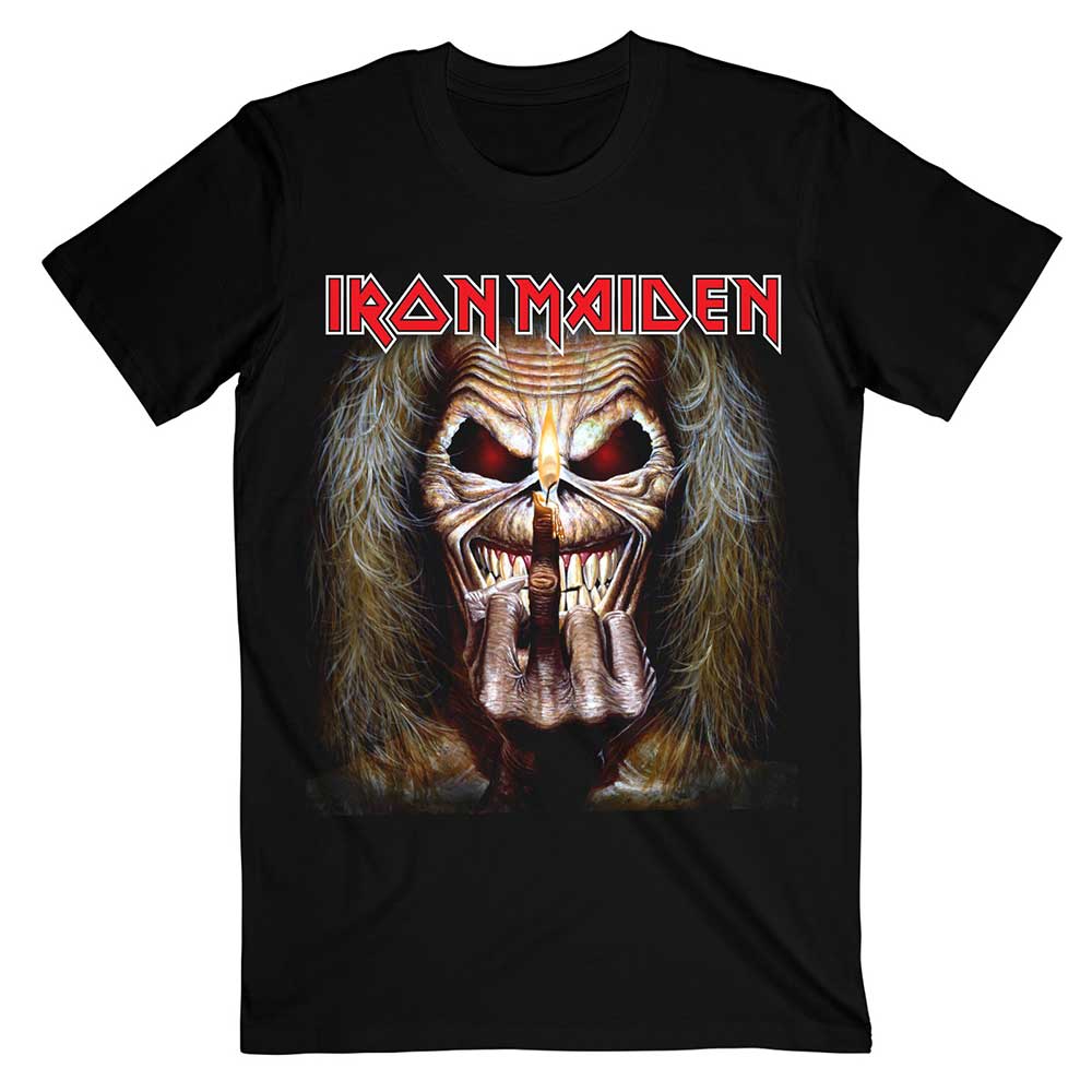 Iron Maiden Unisex T-Shirt: Eddie Candle Finger T-Shirt