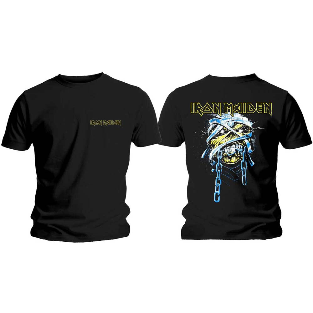 Iron Maiden Unisex T-Shirt: Powerslave Head & Logo (Back Print) T-Shirt