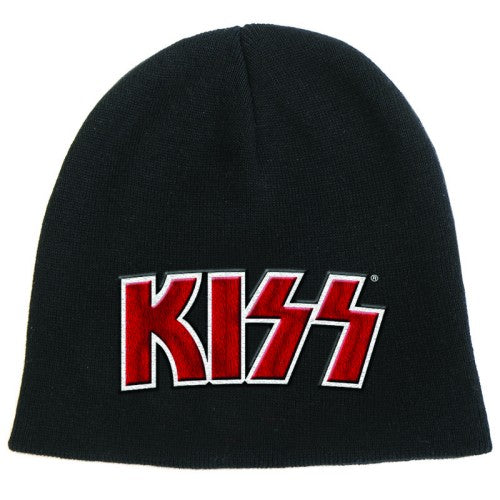 KISS Unisex Beanie Hat: Red on White Logo Muts