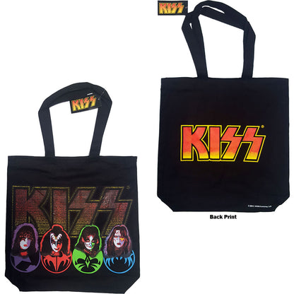 KISS Cotton Tote Bag: Faces & Logo (Back Print) Katoenen draagtas