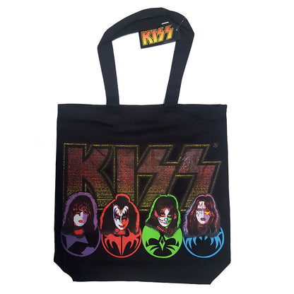 KISS Cotton Tote Bag: Faces & Logo (Back Print) Katoenen draagtas