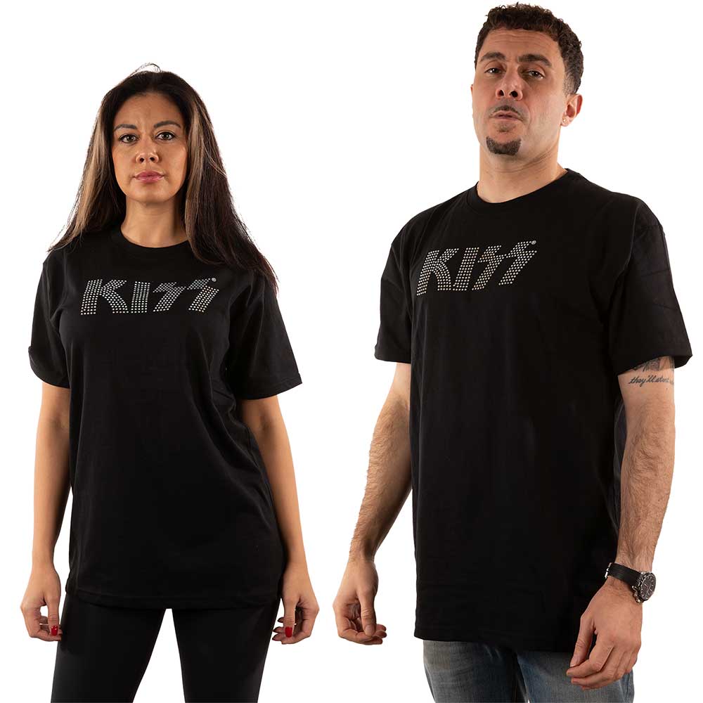 KISS Unisex Embellished T-Shirt: Logo (Diamante) Embellished T-Shirt