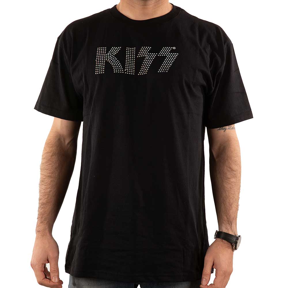 KISS Unisex Embellished T-Shirt: Logo (Diamante) Embellished T-Shirt