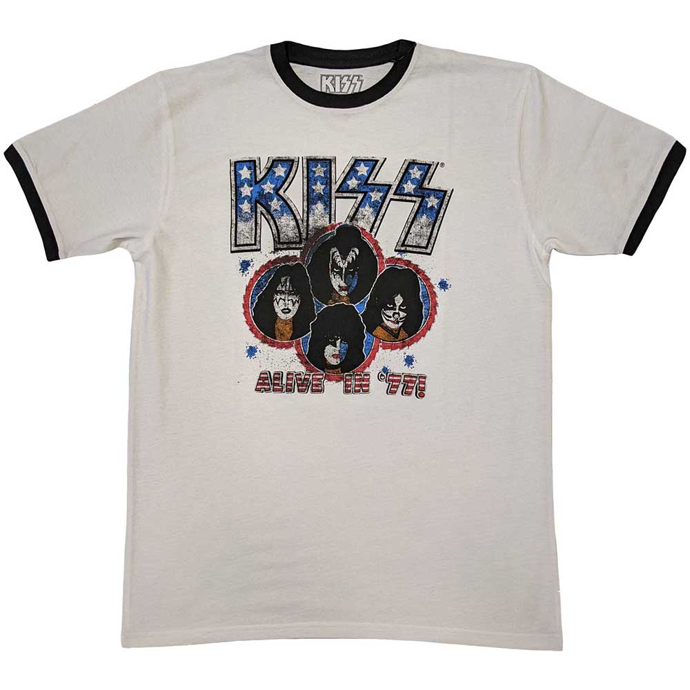 KISS Unisex Ringer T-Shirt: Alive in '77 Ringer T-Shirt