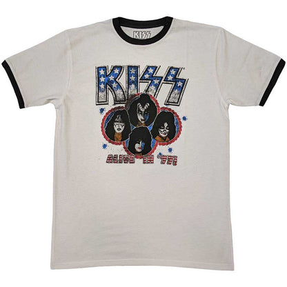 KISS Unisex Ringer T-Shirt: Alive in '77 Ringer T-Shirt