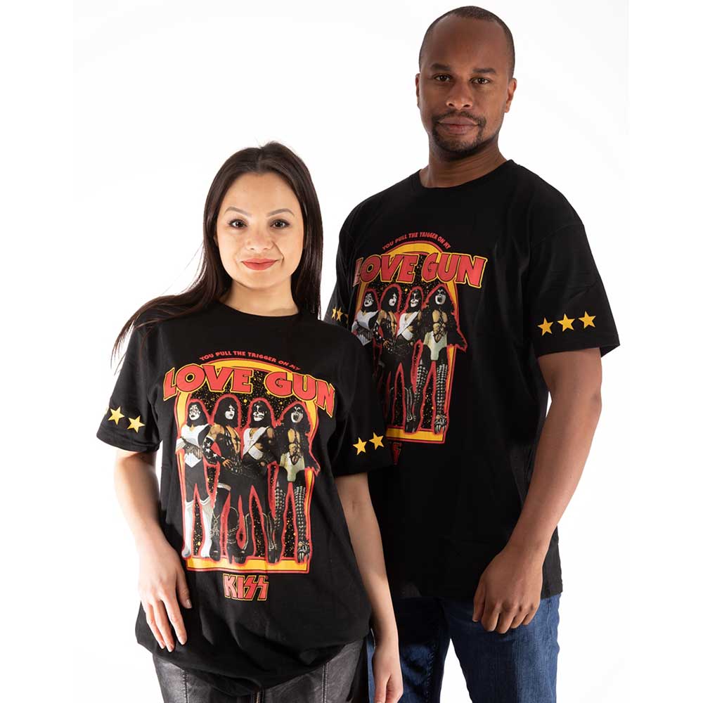 KISS Unisex T-Shirt: Love Gun Stars (Sleeve Print) T-Shirt