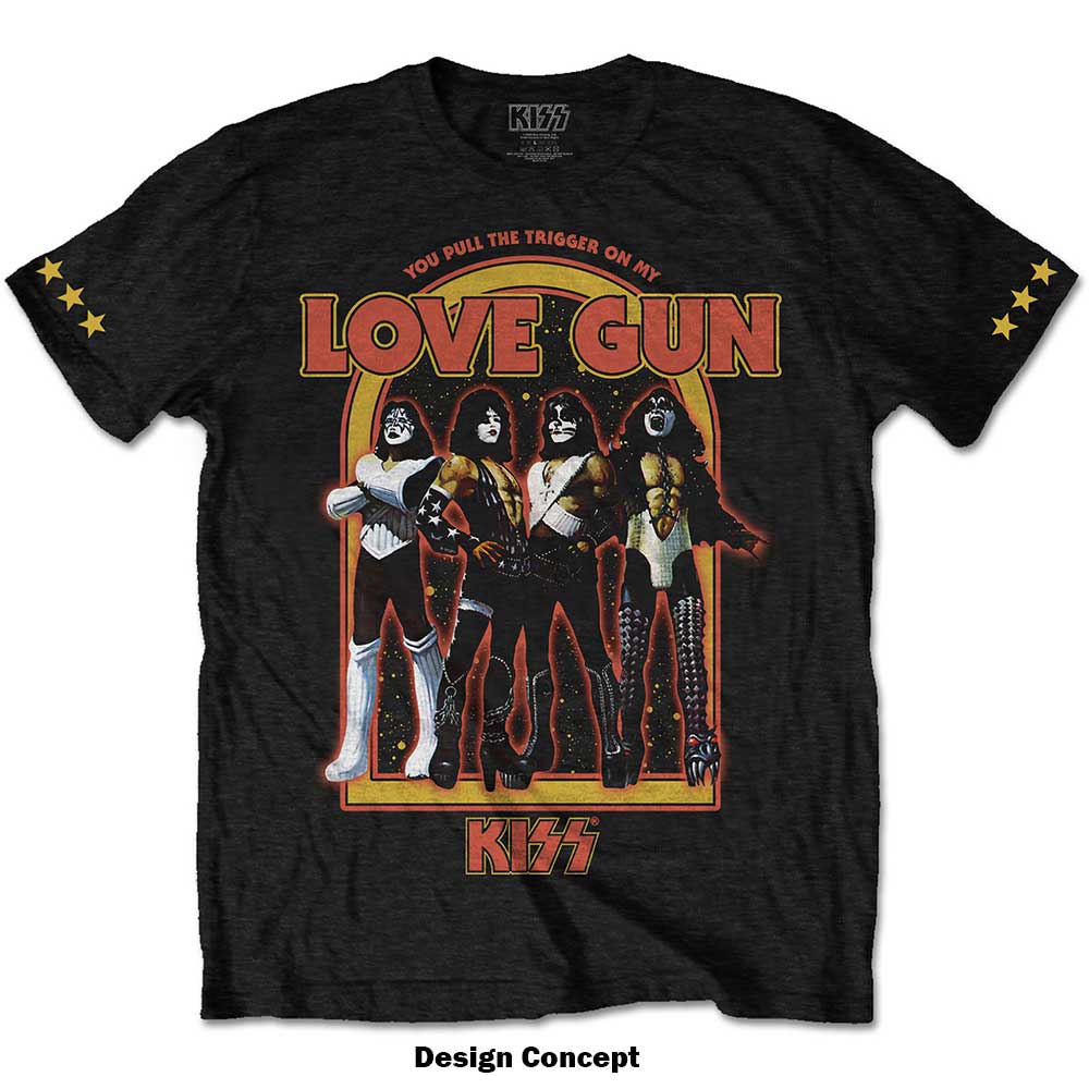 KISS Unisex T-Shirt: Love Gun Stars (Sleeve Print) T-Shirt