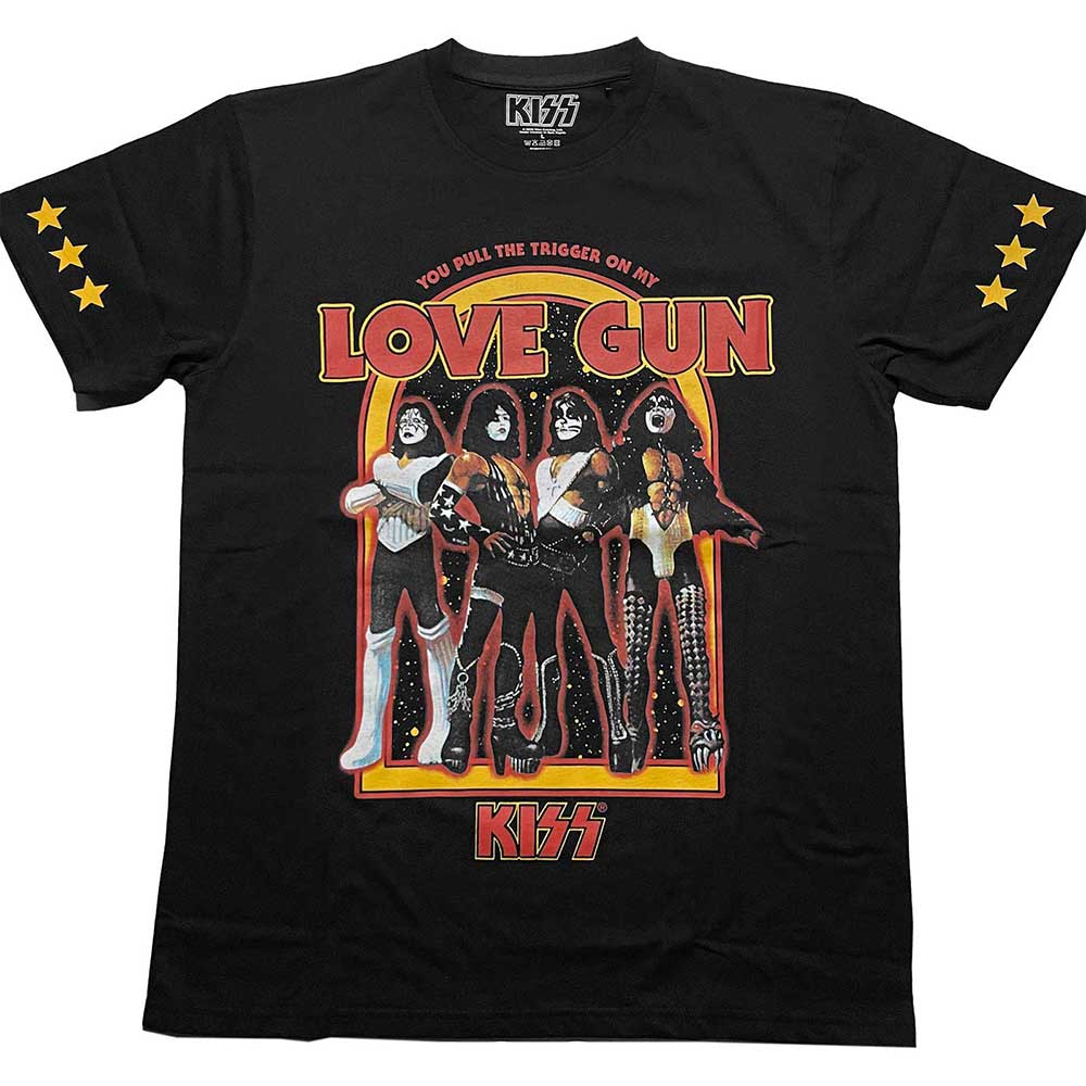 KISS Unisex T-Shirt: Love Gun Stars (Sleeve Print) T-Shirt