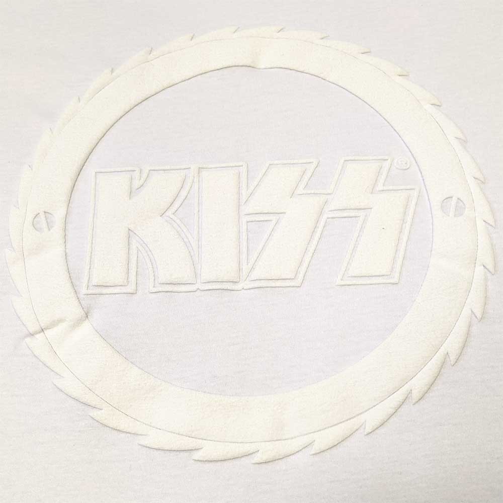 KISS Unisex Hi-Build T-Shirt: Buzzsaw Logo (White-On-White) Hi-Build T-Shirt