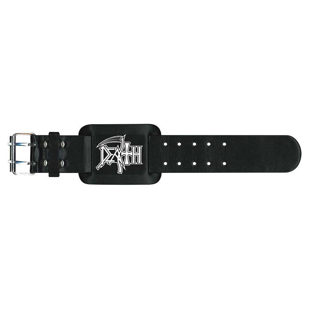 Death Leather Wrist Strap: Logo Leren polsband