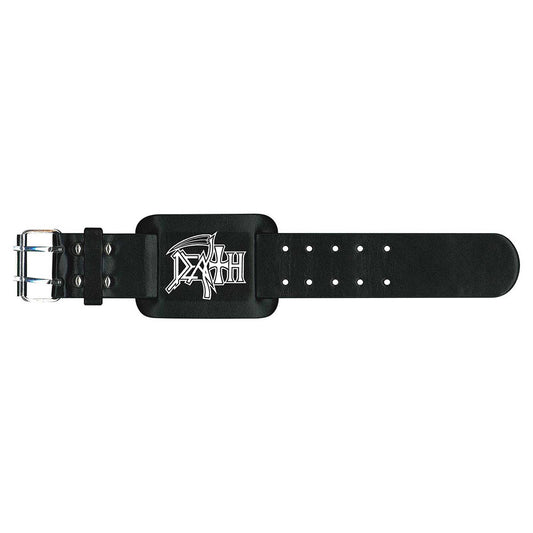 Death Leather Wrist Strap: Logo Leren polsband
