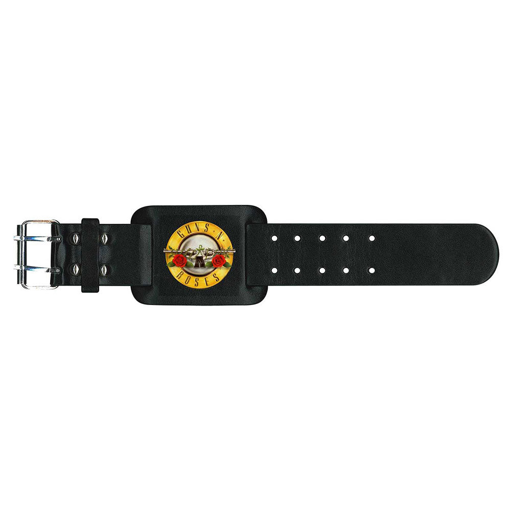 Guns N' Roses Leather Wrist Strap: Bullet Logo Leren polsband