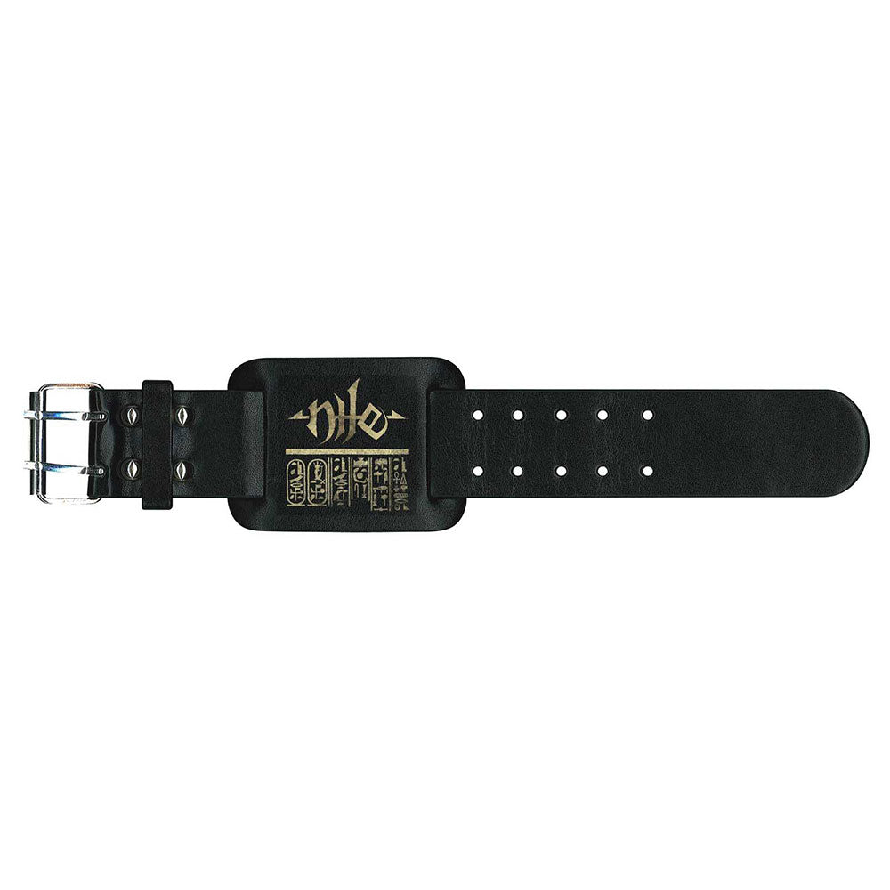 Nile Leather Wrist Strap: Logo & Hieroglyphs Leren polsband