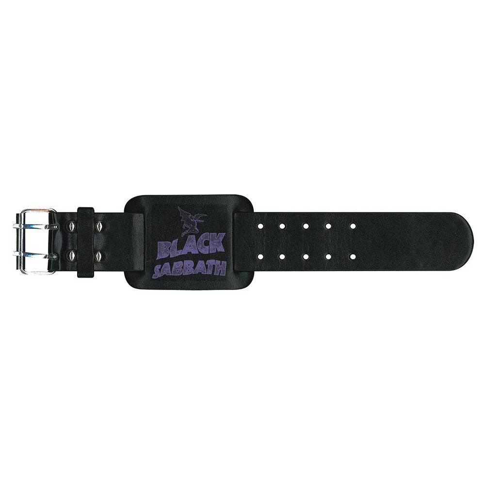 Black Sabbath Leather Wrist Strap: Logo & Creature Leren polsband
