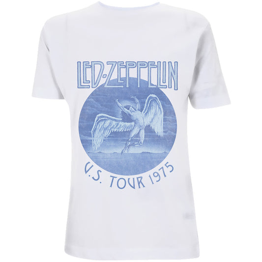 Led Zeppelin Unisex T-Shirt: Tour '75 Blue Wash T-Shirt