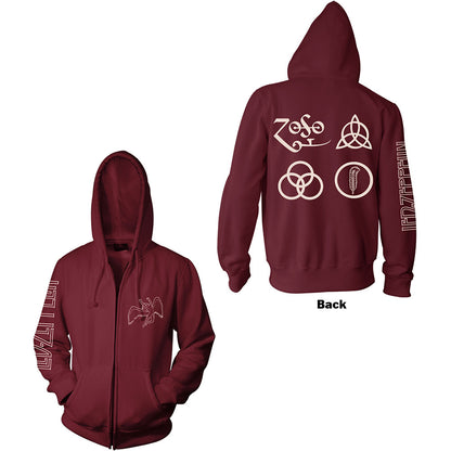 Led Zeppelin Unisex Zipped Hoodie: Symbols (Back Print) Ritshoodie