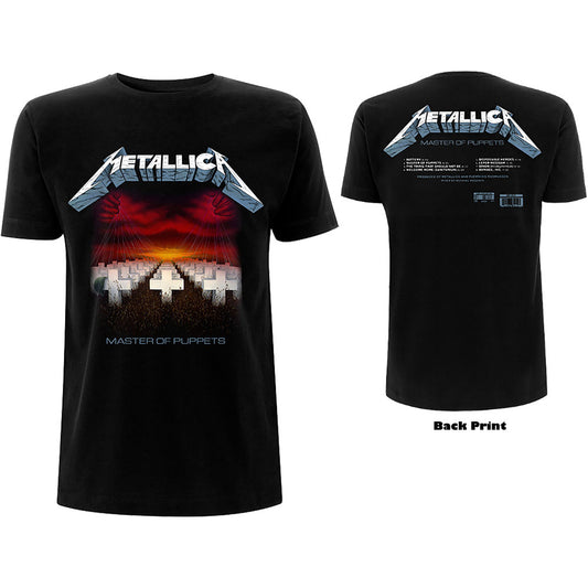 Metallica Unisex T-Shirt: Master of Puppets Tracks (Back Print) T-Shirt