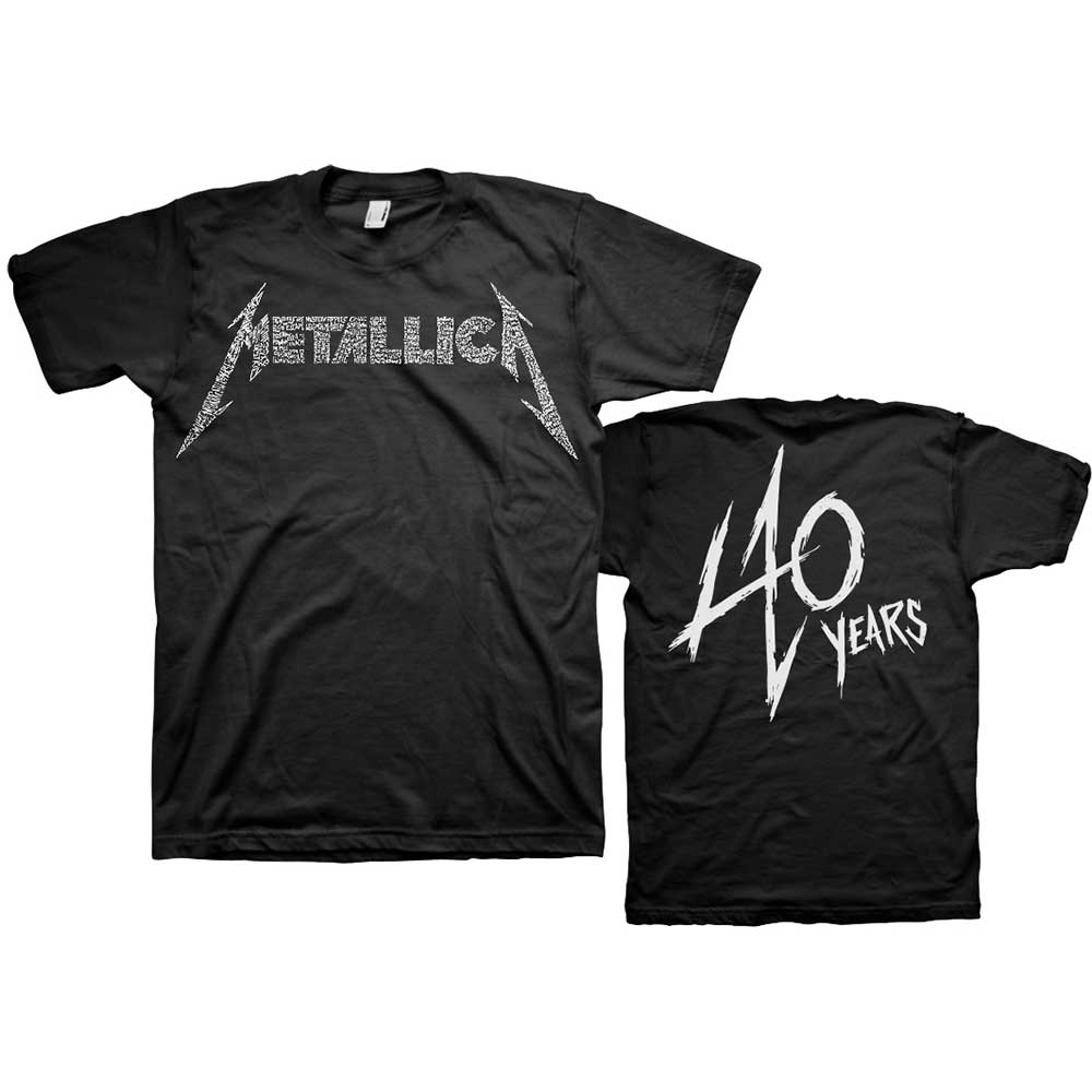 Metallica Unisex T-Shirt: 40th Anniversary Songs Logo (Back Print) T-Shirt