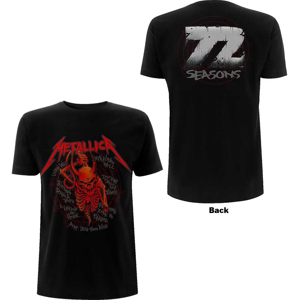 Metallica Unisex T-Shirt: Skull Screaming Red 72 Seasons (Back Print) T-Shirt