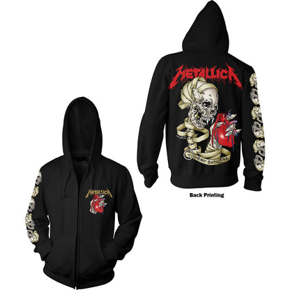 Metallica Unisex Zipped Hoodie: Heart Explosive (Back Print) Ritshoodie