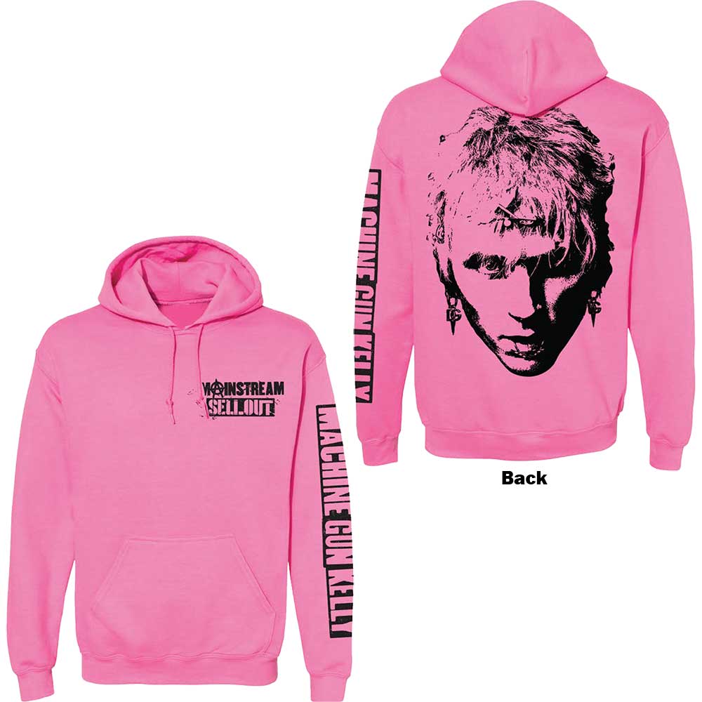 Machine Gun Kelly Unisex Pullover Hoodie: Pink Face (Back & Sleeve Print) Trui met capuchon