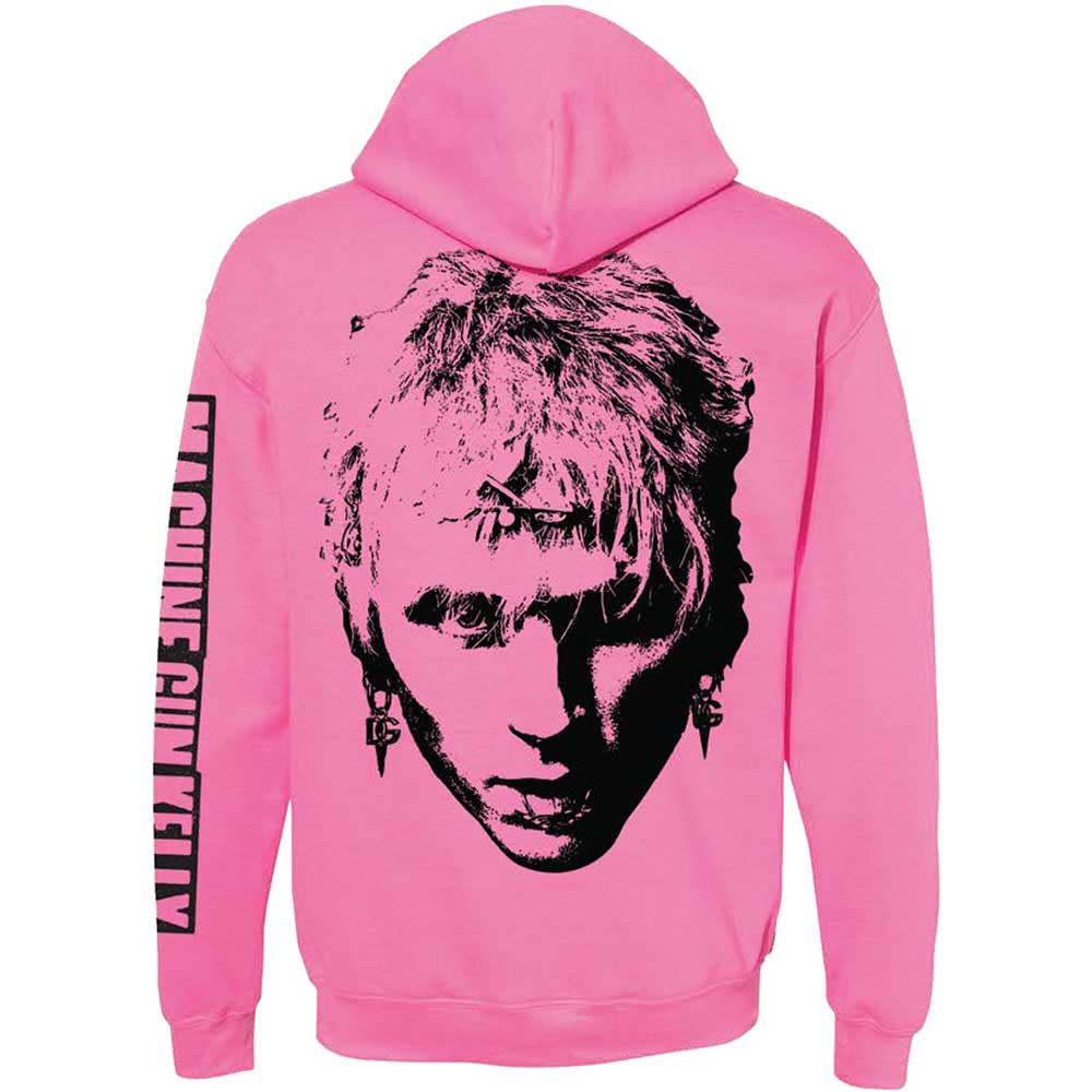 Machine Gun Kelly Unisex Pullover Hoodie: Pink Face (Back & Sleeve Print) Trui met capuchon