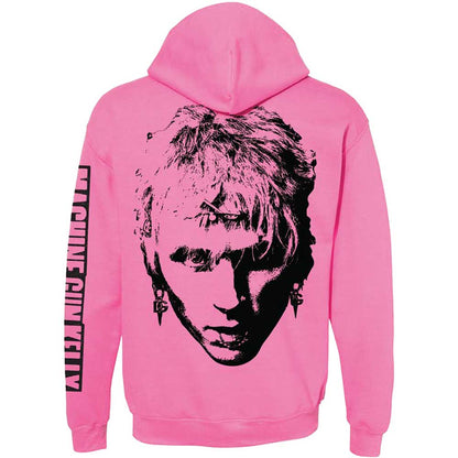 Machine Gun Kelly Unisex Pullover Hoodie: Pink Face (Back & Sleeve Print) Trui met capuchon