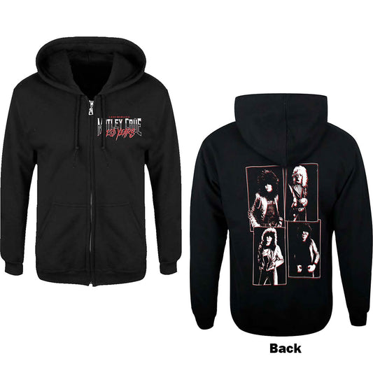 Motley Crue Unisex Zipped Hoodie: 40 Years (Back Print) Ritshoodie