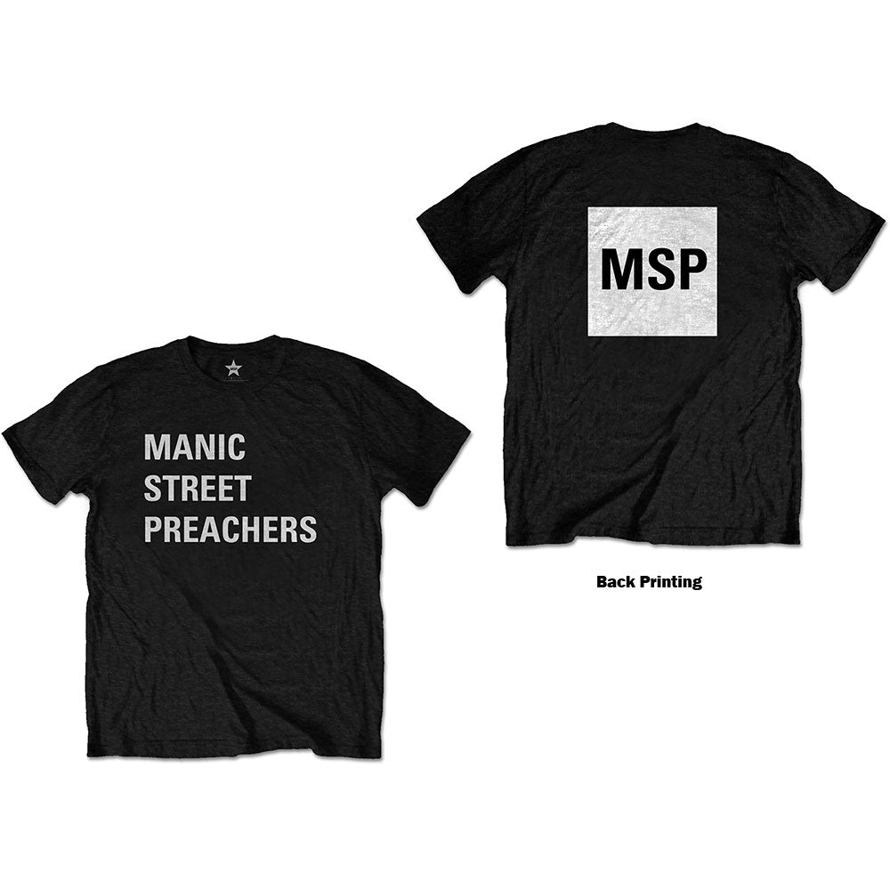 Manic Street Preachers Unisex T-Shirt: Block Logo (Back Print) T-Shirt