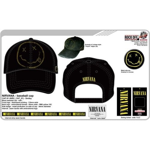 Nirvana Unisex Baseball Cap: Happy Face (Distressed) Baseballpet