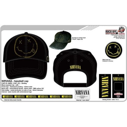 Nirvana Unisex Baseball Cap: Happy Face (Distressed) Baseballpet