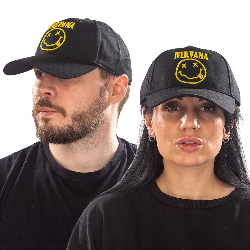 Nirvana Unisex Baseball Cap: Logo & Happy Face Baseballpet