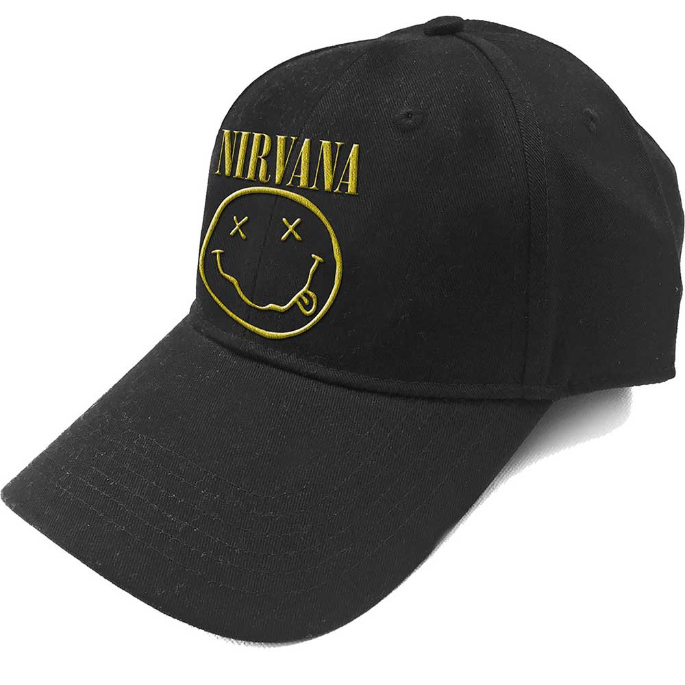 Nirvana Unisex Baseball Cap: Logo & Happy Face Baseballpet