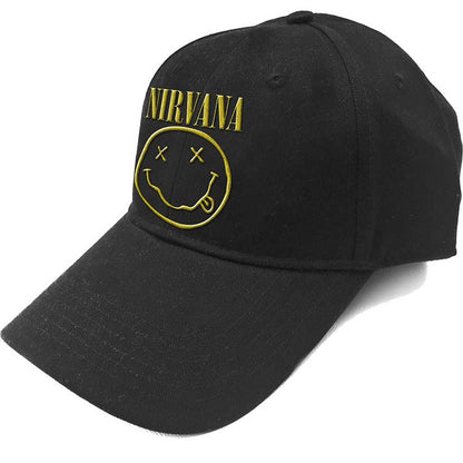 Nirvana Unisex Baseball Cap: Logo & Happy Face Baseballpet