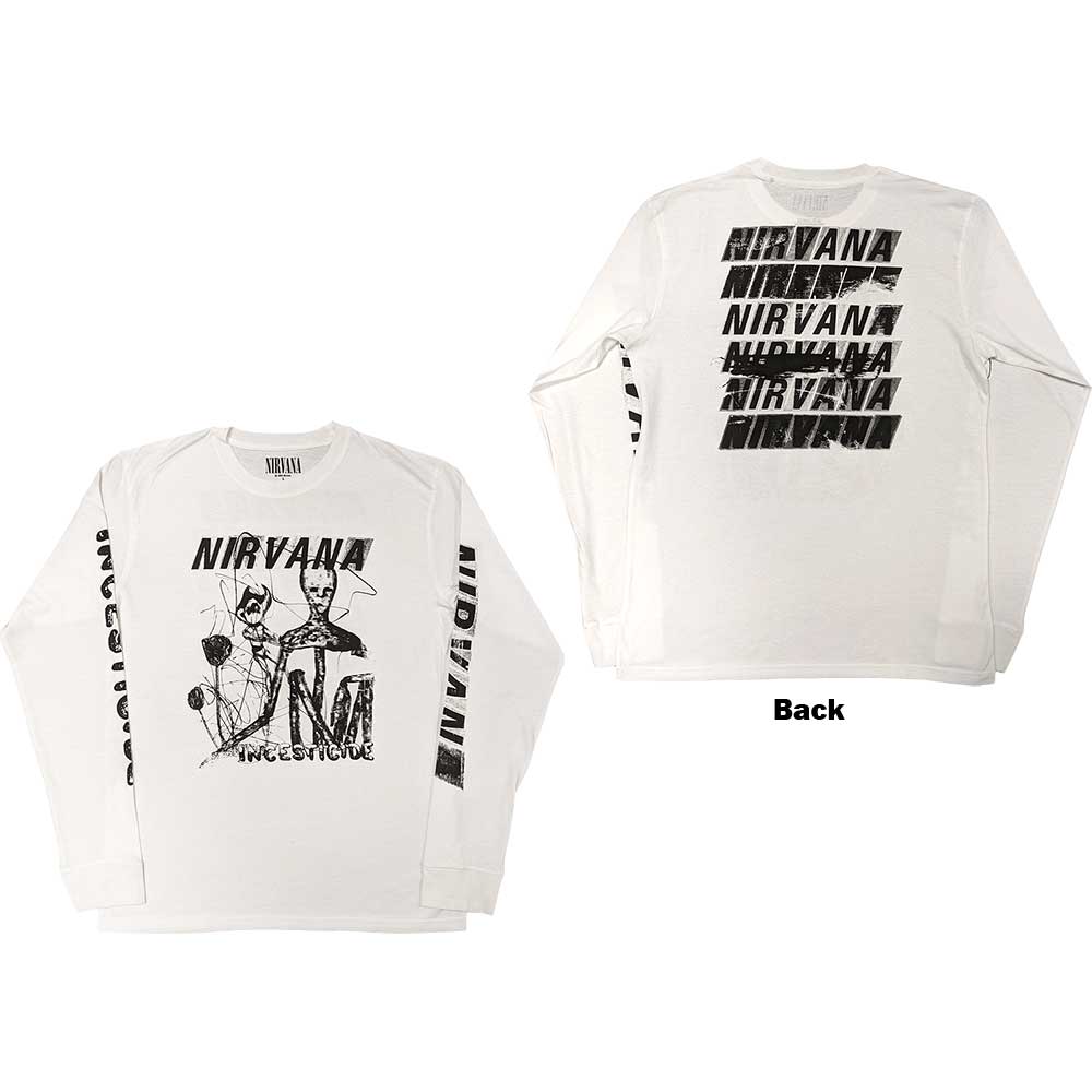 Nirvana Unisex Long Sleeve T-Shirt: Incesticide (Back & Sleeve Print) Long Sleeve T-Shirt