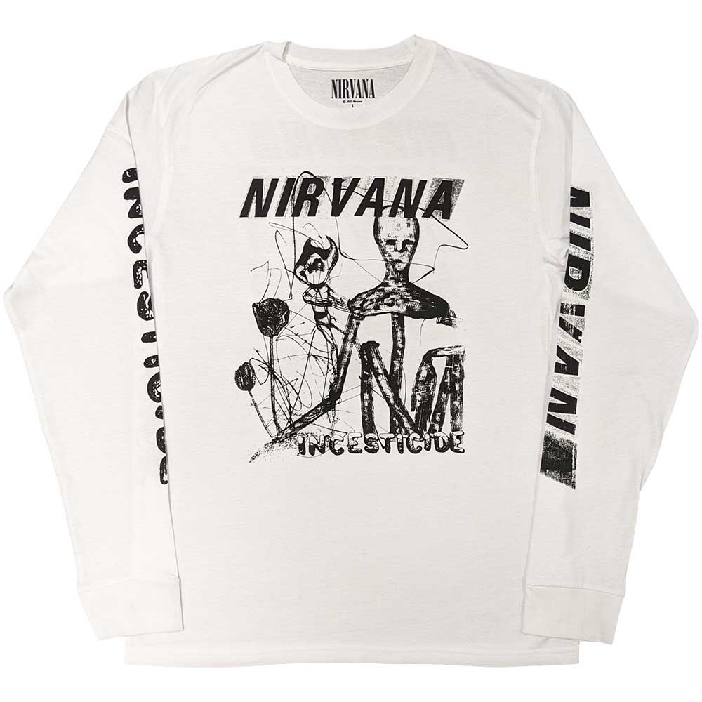 Nirvana Unisex Long Sleeve T-Shirt: Incesticide (Back & Sleeve Print) Long Sleeve T-Shirt