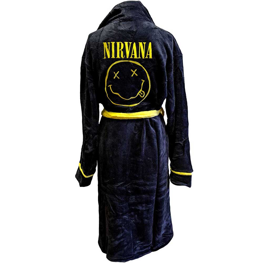 Nirvana Unisex Bathrobe: Yellow Happy Face (Small - Medium) Bathrobe