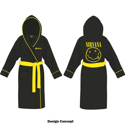 Nirvana Unisex Bathrobe: Yellow Happy Face (Small - Medium) Bathrobe